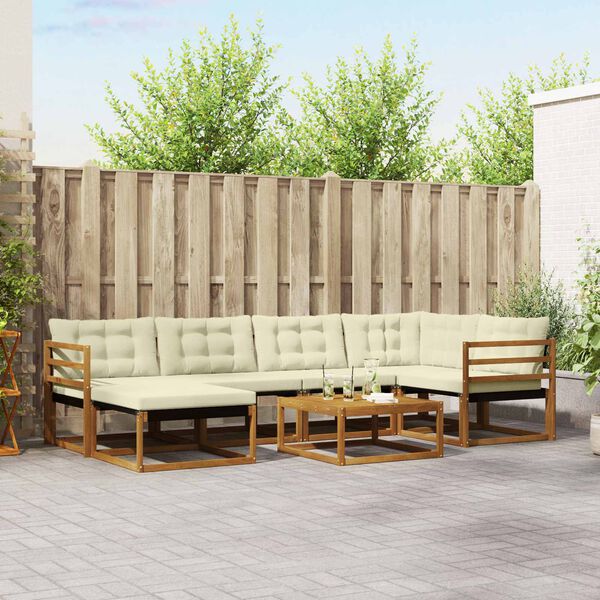 vidaXL Zestaw sof na zewnątrz z poduszką 19 pcs Naturalny i Kremowy