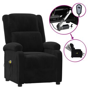 vidaXL Elektryczny fotel masujący, czarny, aksamitem