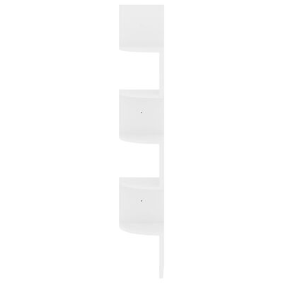 vidaXL Narożna półka ścienna, wysoki połysk, biała, 19x19x123 cm