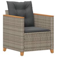 vidaXL Krzesło ogrodowe z poduszkami, szare, polirattan