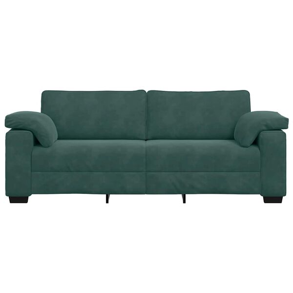 vidaXL Sofa 3-osobowa, ciemnozielona, 178 cm, aksamit