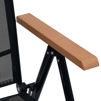 vidaXL Składane krzesła ogrodowe, 2 szt., aluminium/textilene, czarne