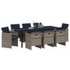 vidaXL Zestaw do jadalni w ogrodzie z poduszką 9 pcs Szary polirattan
