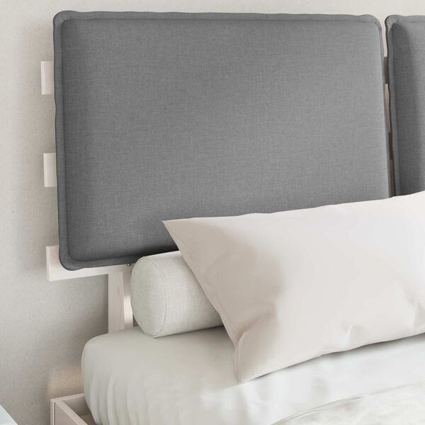 vidaXL Ramka ł&oacute;żka z tapicerowanym wezgłowiem Jasnoszary 140 x 200 cm