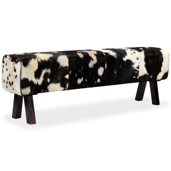 vidaXL Ławka z prawdziwej koziej sk&oacute;ry, 160 x 28 x 50 cm