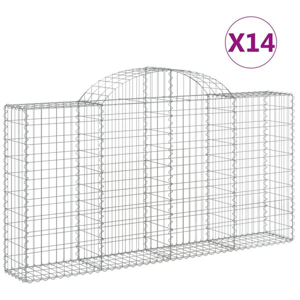 vidaXL Kosze gabionowe, 14 szt, 200x30x100/120cm, galwanizowane żelazo