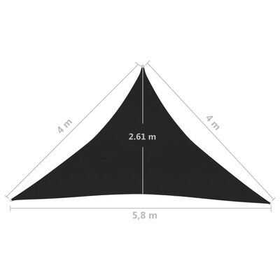 vidaXL Żagiel przeciwsłoneczny, 160 g/m², czarny, 4x4x5,8 m, HDPE