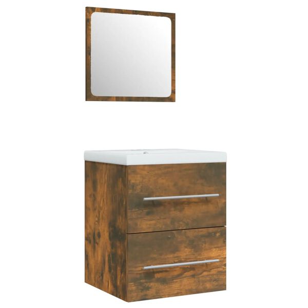 vidaXL Szafka z umywalką, przydymiony dąb, materiał drewnopochodny