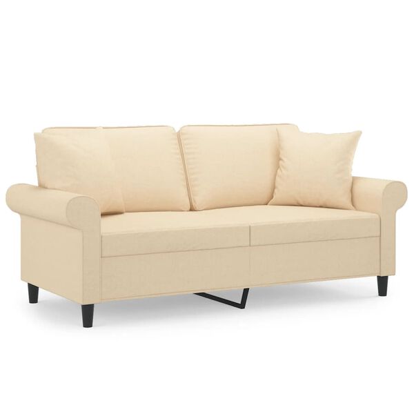 vidaXL 2-osobowa sofa wypoczynkowa z poduszkami, kremowa, 140 cm