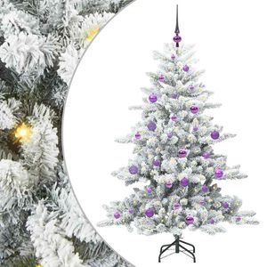 vidaXL Sztuczna choinka z zawiasami z podstawą Biały 150 cm PVC i stal