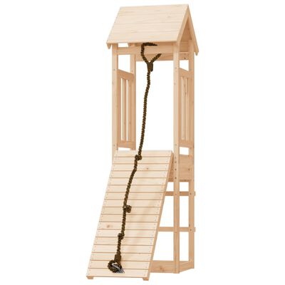 vidaXL Domek ze ścianką wspinaczkową dla dzieci, lite drewno sosnowe