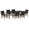 vidaXL Zestaw do jadalni w ogrodzie z poduszką 7 pcs Szary polirattan