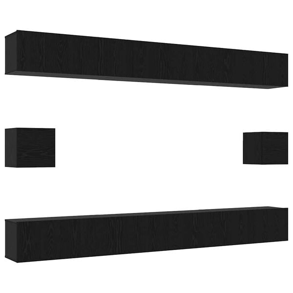 vidaXL Zestaw szafek RTV 8 pcs Czarny Dąb Materiał drewnopochodny