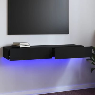 vidaXL Szafka pod TV z LED, czarna z połyskiem, 120x35x15,5 cm