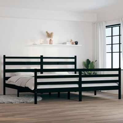 vidaXL Rama łóżka, lite drewno sosnowe, 200 x 200 cm, czarna