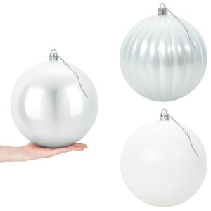 vidaXL Zestaw bombek choinkowych XXL 3 szt. Biały &Oslash; 25 cm