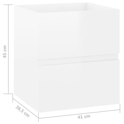 vidaXL Szafka pod umywalkę, biała, wysoki połysk, 41x38,5x45 cm, płyta