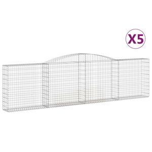 vidaXL Kosze gabionowe, 5 szt, 400x30x100/120 cm, galwanizowane żelazo