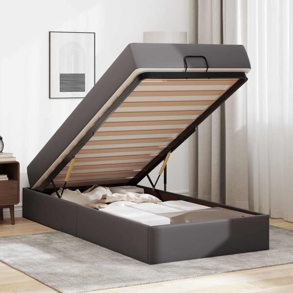 vidaXL Rama ł&oacute;żka z materacem z materacem 2 pcs Szary PVC