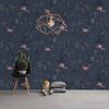 DUTCH WALLCOVERINGS Tapeta z motywem flaming&oacute;w, głęboki morski