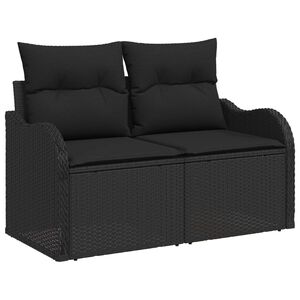 vidaXL Sofa Ogrodowa z poduszką Czarny 121 x 62 x 69cm polirattan