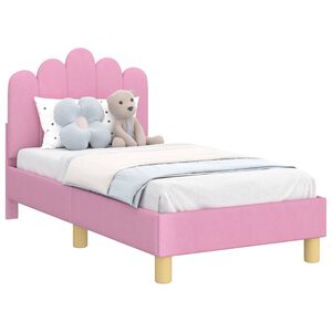 vidaXL Stelaż ł&oacute;żka dla malucha z oparciem r&oacute;żowy 70 x 140 cm tkanina