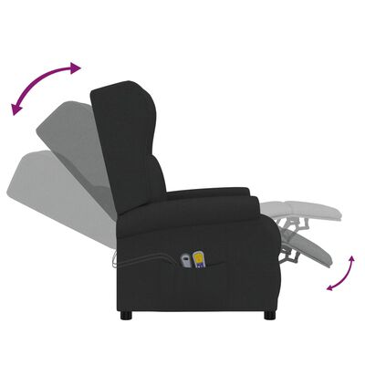 vidaXL Podnoszony fotel masujący, czarna, tkanina