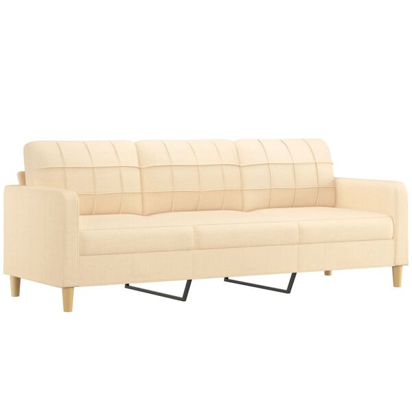 vidaXL 3-osobowa sofa wypoczynkowa z poduszkami, kremowa, 210 cm