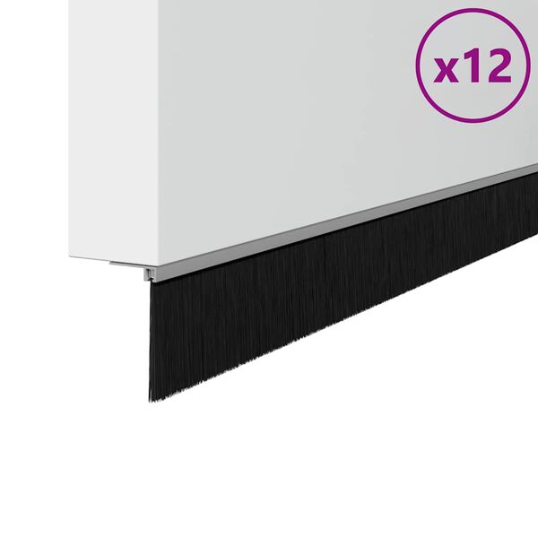 vidaXL Uszczelki z szczotką do drzwi na zatrzask 12 pcs Srebrny 100 cm
