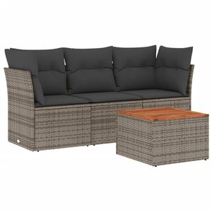 vidaXL 4-cz. zestaw wypoczynkowy do ogrodu, poduszki, szary, rattan PE