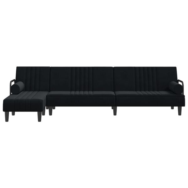 vidaXL Sofa rozkładana L, czarna, 260x140x70 cm, aksamit