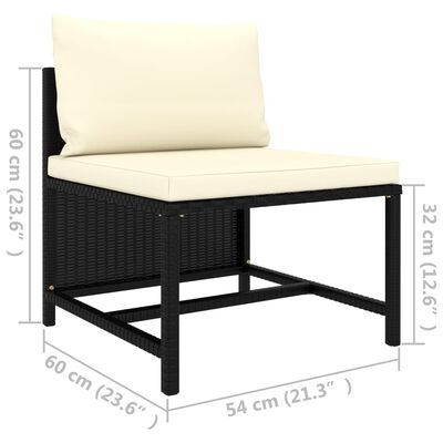 vidaXL Środkowa sofa modułowa z poduszką, polirattan, czarna