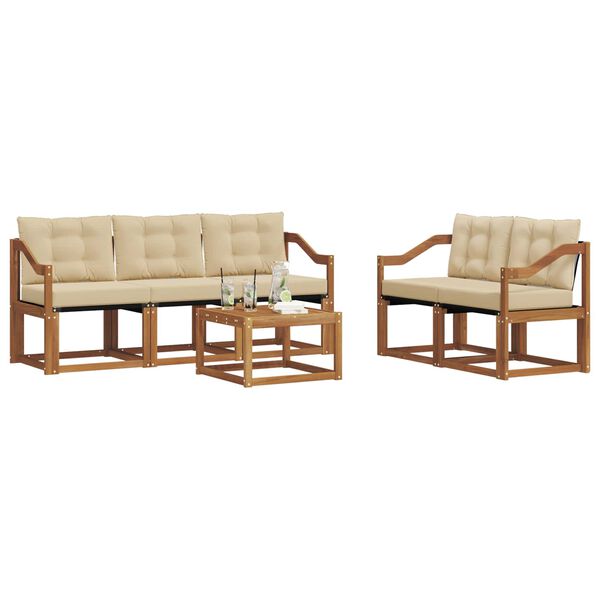 vidaXL Zestaw sof na zewnątrz z poduszką 6 pcs Naturalny i Beżowy