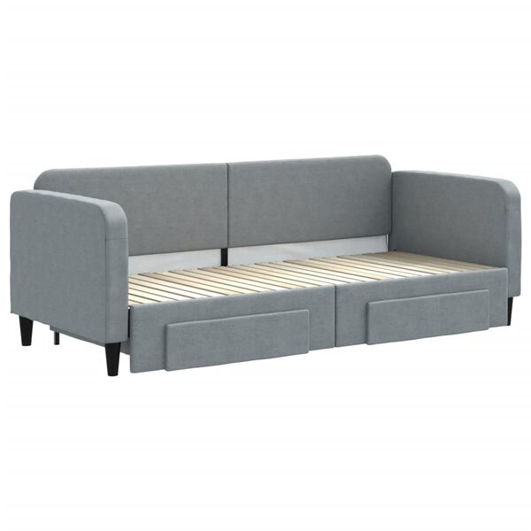 vidaXL Sofa rozsuwana z szufladami, jasnoszara, 80x200 cm, tkanina