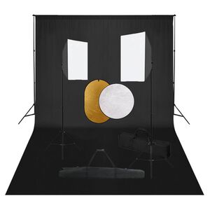 vidaXL Zestaw studyjny z lampami softbox, tłem i blendami