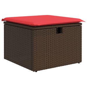 vidaXL Taboret ogrodowy z poduszką Brązowy 55x55x37 cm Polirattan