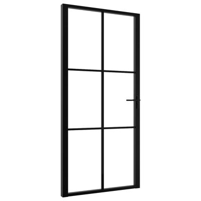 vidaXL Drzwi wewnętrzne, szkło ESG i aluminium, 102,5x201,5 cm, czarne
