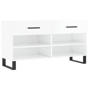 vidaXL Ławka z miejscem na buty, wysoki połysk, biała, 102x35x55 cm