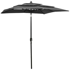 vidaXL 3-poziomowy parasol na aluminiowym słupku, antracytowy, 2x2 m