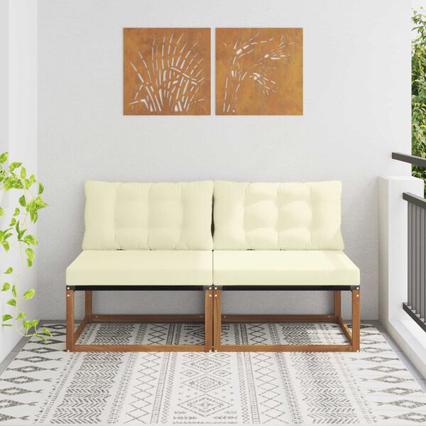 vidaXL 2 Sztuka Środkowa sofa ogrodowa Lite Drewno Akacji Naturalny