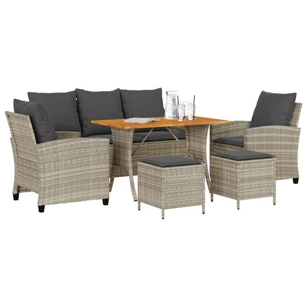vidaXL 6-cz. zestaw mebli ogrodowych, z poduszkami, jasnoszary