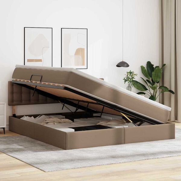 vidaXL Ł&oacute;żko z miejscem na przechowywanie i LED Kawowy 180 x 200 cm