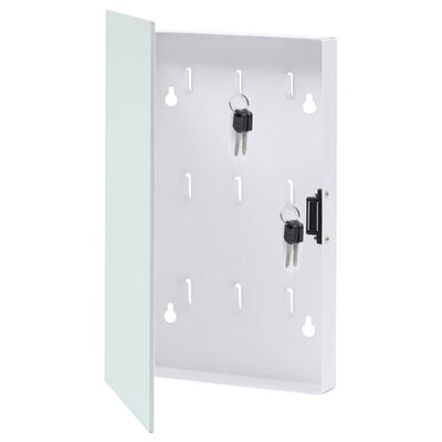 vidaXL Skrzynka na klucze z tablicą magnetyczną, biała, 30x20x5,5 cm
