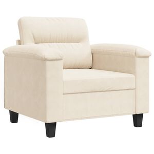 vidaXL Fotel, beżowy, 60 cm, obity mikrofibrą