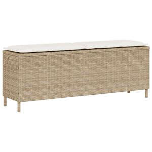 vidaXL Ławka ogrodowa z poduszką beżowa 110x30x40,5 cm polirattan