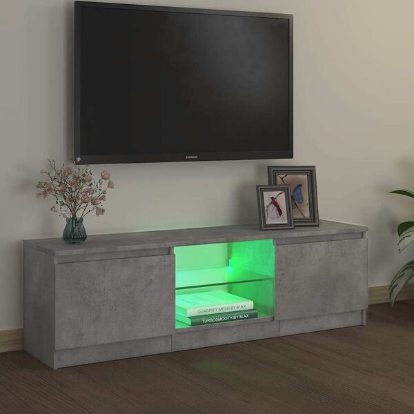 vidaXL Szafka pod TV, z oświetleniem LED, szara, 120 x 30 x 36 cm