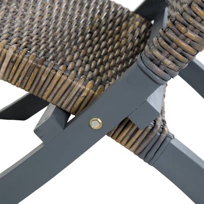 vidaXL Krzesło, szare, naturalny rattan kubu i lite drewno mahoniowe