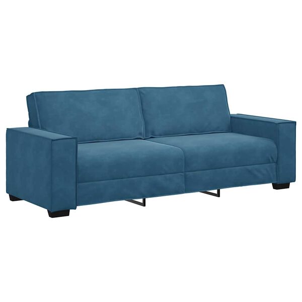 vidaXL Sofa 3-osobowa, niebieski, 220x78x84 cm, tapicerowana aksamitem