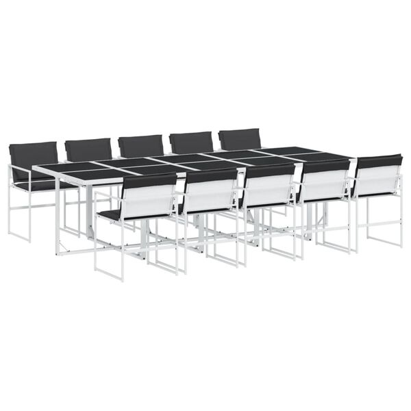 vidaXL 11-cz. zestaw mebli ogrodowych z poduszkami, biały, textilene