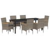 vidaXL Zestaw do jadalni w ogrodzie z poduszką 7 pcs Szary polirattan